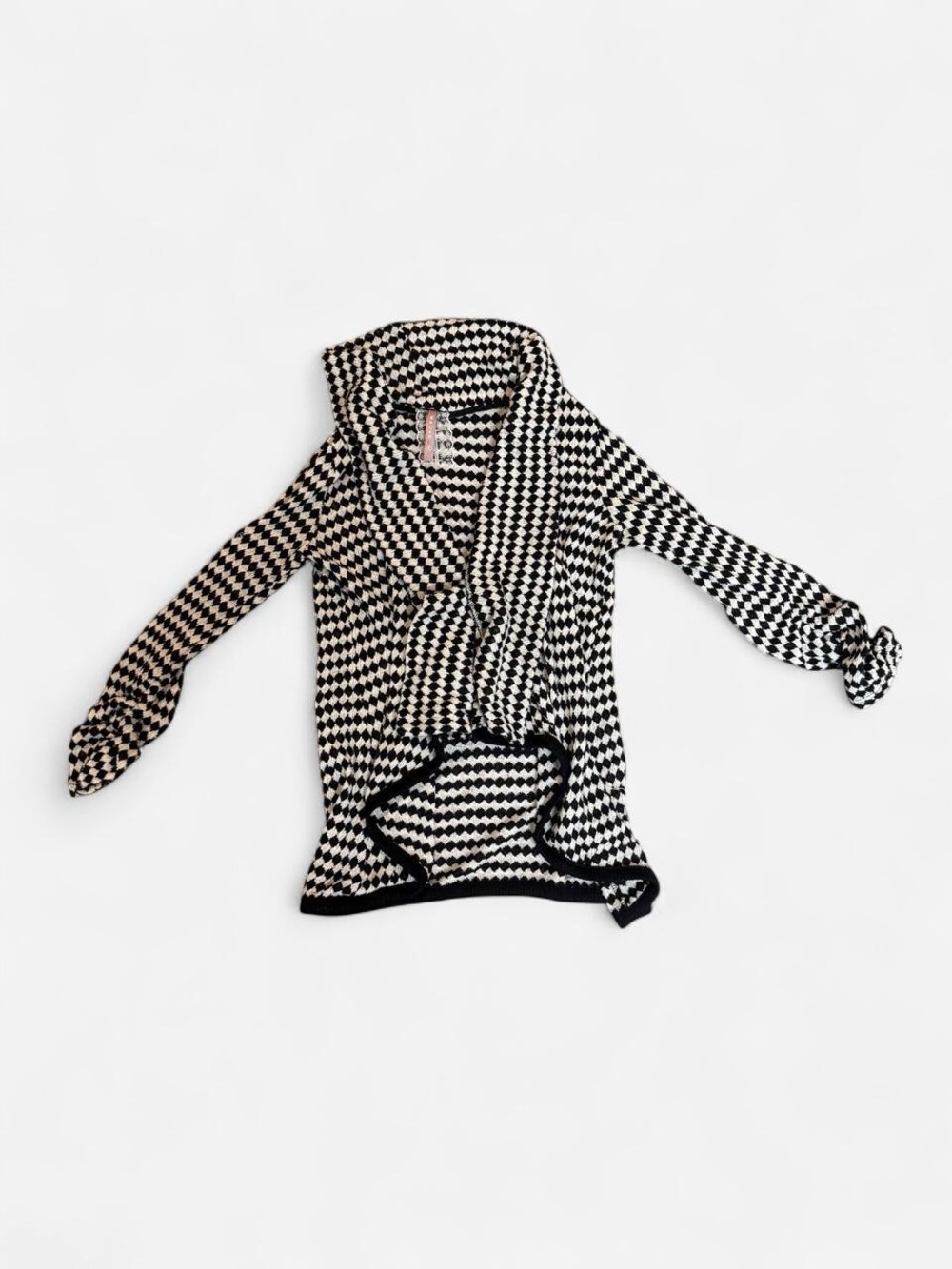 Mauve Black & White Houndstooth Knit Cardigan